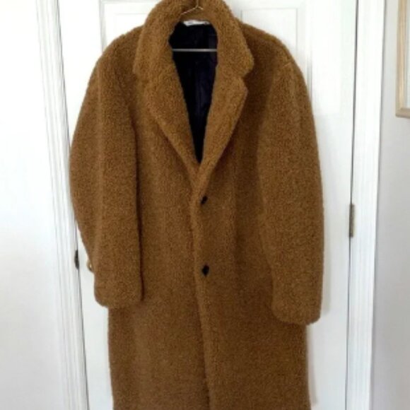 Brown Teddy long coat Zara size medium - Picture 1 of 7
